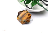 Chinese Tiger Eye 6 Star Pendant + Rope Necklace Fine Jewelry