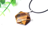 Chinese Tiger Eye 6 Star Pendant + Rope Necklace Fine Jewelry