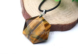Chinese Tiger Eye 6 Star Pendant + Rope Necklace Fine Jewelry
