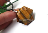 Chinese Tiger Eye 6 Star Pendant + Rope Necklace Fine Jewelry
