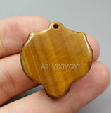 Natural Crystal Tiger Eye Carved Tiger Head Pendant + Rope Necklace