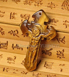 Chinese Natural Yellow Red Agate Jade Cross Lucky Pendant + Necklace