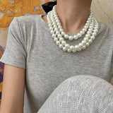 3 Row Layer Pearl Choker Necklace Birthday Gift