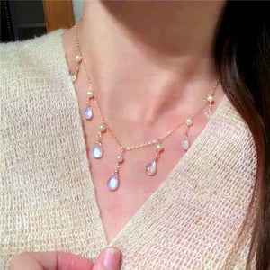 Water Drop Tassel Necklace Women Party Jewelry Choker
