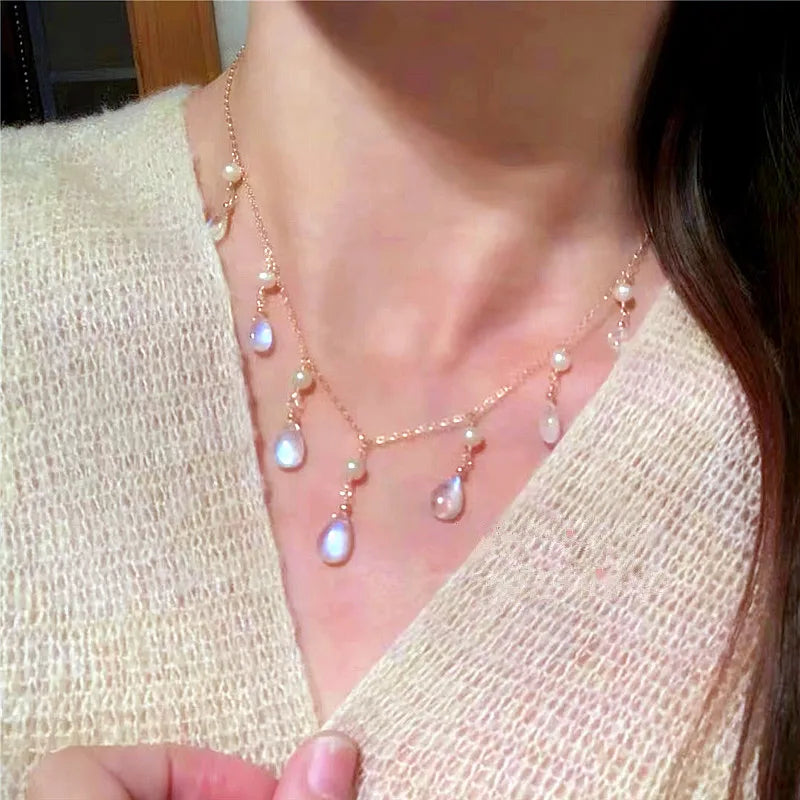 Water Drop Tassel Necklace Women Party Jewelry Choker