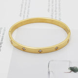 Clover Bracelets Stainless Steel Bangles Cubic Zirconia Golden Women Jewelry