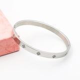 Clover Bracelets Stainless Steel Bangles Cubic Zirconia Golden Women Jewelry