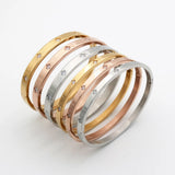 Clover Bracelets Stainless Steel Bangles Cubic Zirconia Golden Women Jewelry