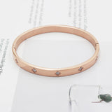 Clover Bracelets Stainless Steel Bangles Cubic Zirconia Golden Women Jewelry