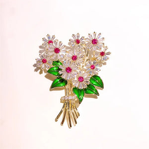CZ Flower Brooch Wedding Bridal Bouquet Pin