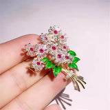 CZ Flower Brooch Wedding Bridal Bouquet Pin