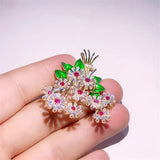 CZ Flower Brooch Wedding Bridal Bouquet Pin