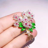 CZ Flower Brooch Wedding Bridal Bouquet Pin