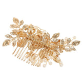 Crystal Golden Leaf Hair Jewelry Bridesmaid Tiara Flower Hair Pin