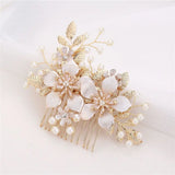Crystal Golden Leaf Hair Jewelry Bridesmaid Tiara Flower Hair Pin