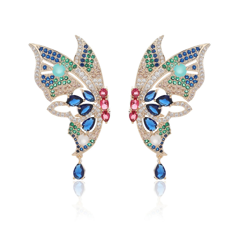 CZ Butterfly Earrings for Wedding, Crystals Earring