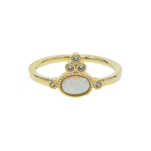 Delicate Fire Opal Zircon Champagne Ring For Women