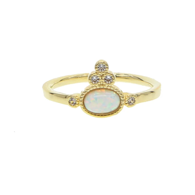 Delicate Fire Opal Zircon Champagne Ring For Women