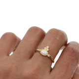 Delicate Fire Opal Zircon Champagne Ring For Women