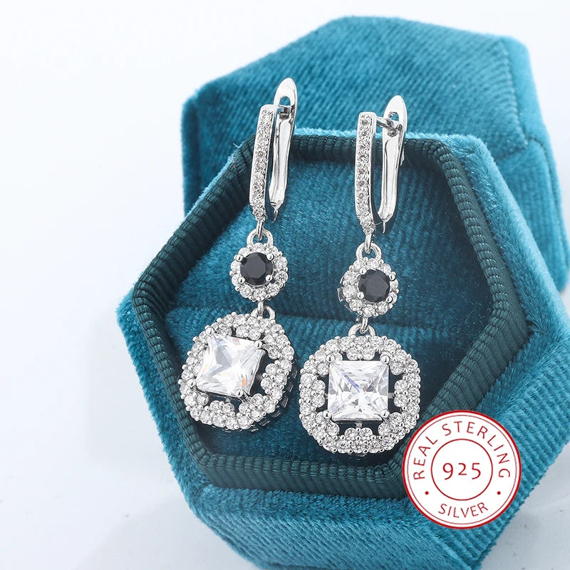 Zircon Tassel Earrings Sterling Silver 925 Jewelry