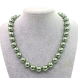 10mm Army Green Pearl Beads Necklace Magnet Clasp Women
