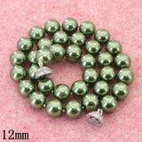 10mm Army Green Pearl Beads Necklace Magnet Clasp Women