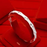 925 Silver Bamboo Bangle Cuff Bracelet Wedding Jewelry