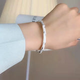 925 Silver Bamboo Bangle Cuff Bracelet Wedding Jewelry