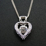925 Silver Moving Stone Pendant Heart Pendant