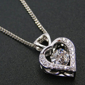 925 Silver Moving Stone Pendant Heart Pendant