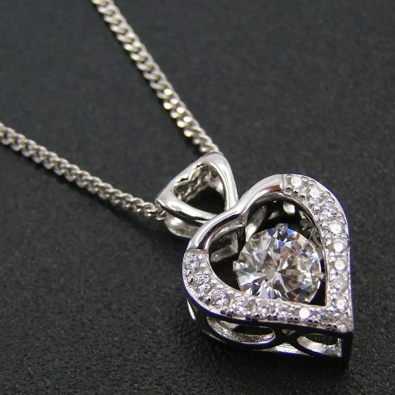 925 Silver Moving Stone Pendant Heart Pendant