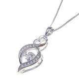 925 Silver Moving Stone Pendant Dancing Diamond CZ Women's Pendant
