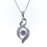 925 Silver Moving Stone Pendant Dancing Diamond CZ Women's Pendant