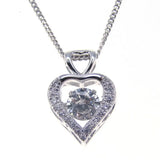 925 Silver Moving Stone Pendant Heart Pendant