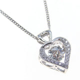925 Silver Moving Stone Pendant Heart Pendant