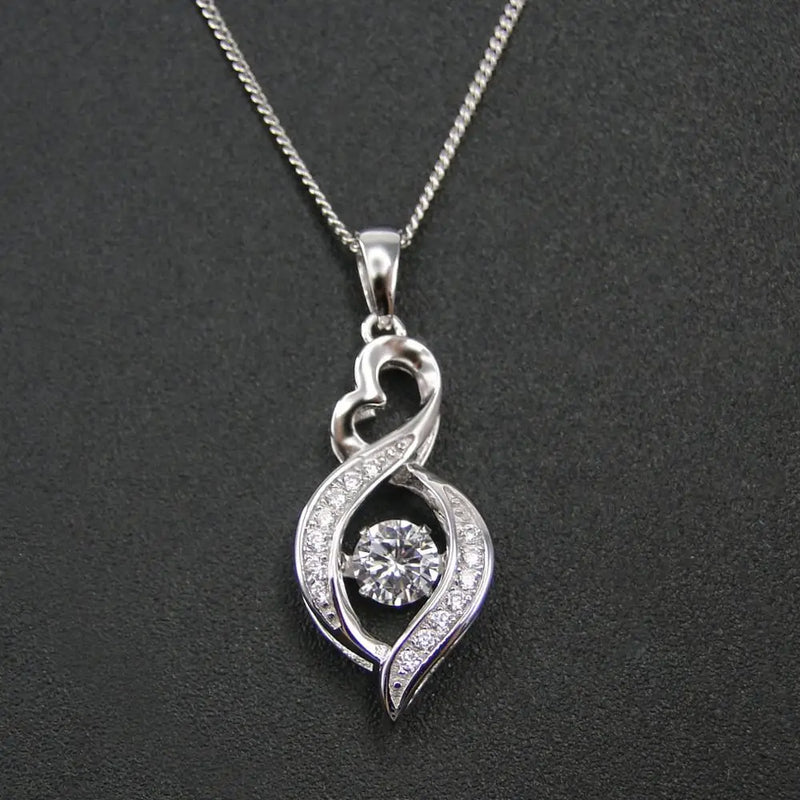 925 Silver Moving Stone Pendant Dancing Diamond CZ Women's Pendant