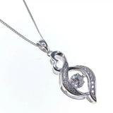 925 Silver Moving Stone Pendant Dancing Diamond CZ Women's Pendant