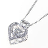 925 Silver Moving Stone Pendant Heart Pendant