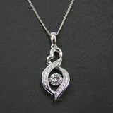 925 Silver Moving Stone Pendant Dancing Diamond CZ Women's Pendant