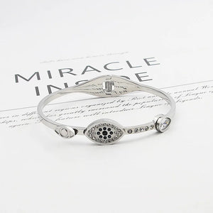 Crystal Woman Bracelets & Bangle Stainless Steel Spring Open Plated Bangle