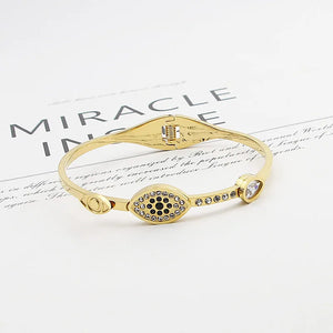 Crystal Woman Bracelets & Bangle Stainless Steel Spring Open Plated Bangle