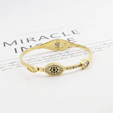 Crystal Woman Bracelets & Bangle Stainless Steel Spring Open Plated Bangle