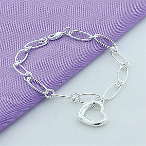 925 Sterling Silver Charm Bracelet Gorgeous Jewelry Silver Chain Women Gift
