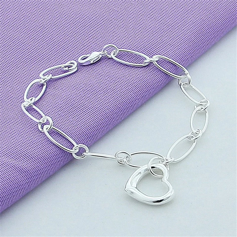 925 Sterling Silver Charm Bracelet Gorgeous Jewelry Silver Chain Women Gift