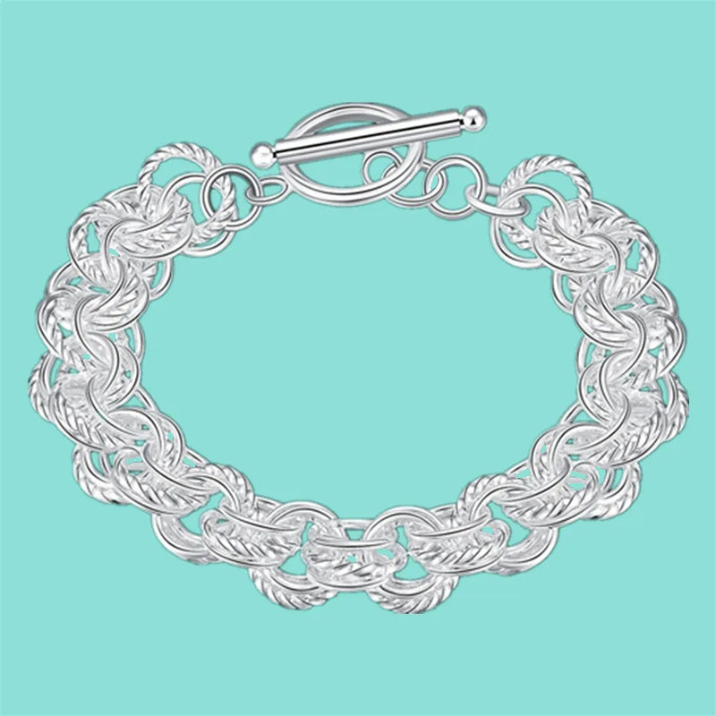 925 Silver Circle Bracelet Women's Jewelry Gift