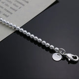 925 Silver Bead Chain Bracelet Women