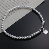 925 Silver Bead Chain Bracelet Women