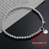 925 Silver Bead Chain Bracelet Women