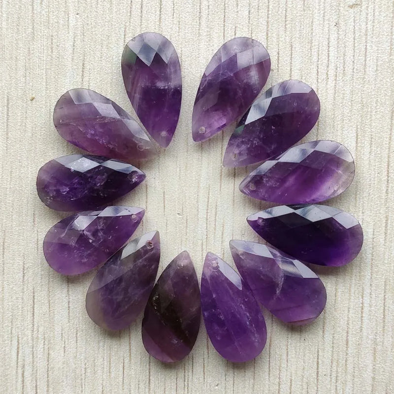 12pcs/Lot Amethyst Water Drop Charms for DIY Jewelry Making