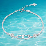 925 Silver Heart Bracelet Women's Jewelry Anniversary Accessories